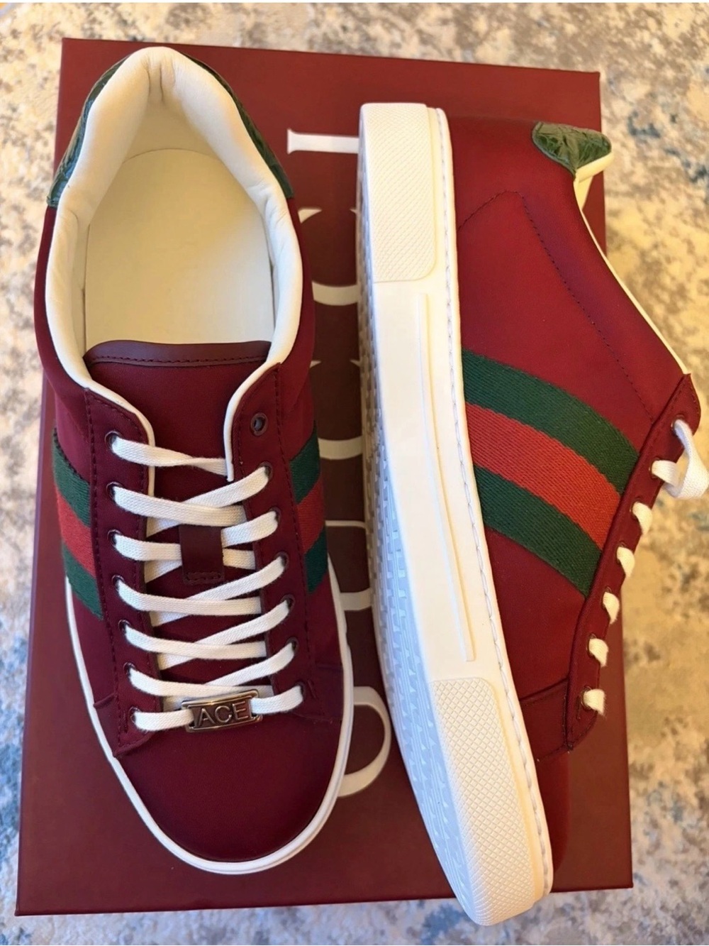 Gucci Burgundy Ace Sneakers